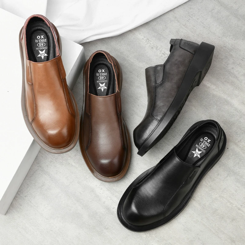 秋季男士皮鞋一脚蹬老板鞋商务鞋新郎皮鞋英伦风正装皮鞋23217
