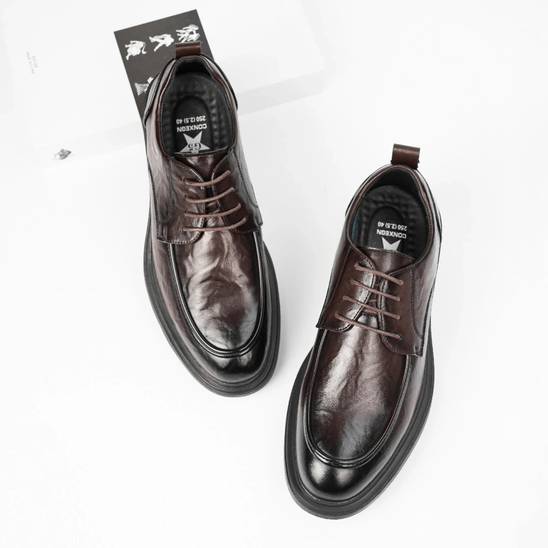 正装商务休闲皮鞋软皮质牛皮皮鞋百搭通勤工作鞋系带款软底85630