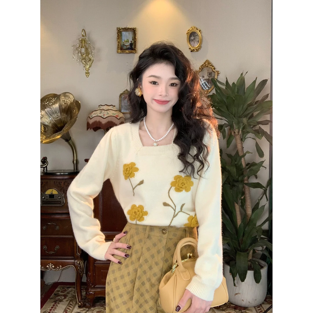 欣子野【黄花日记】秋冬港风显瘦百搭慵懒风温柔港风女毛衣 xz5982C