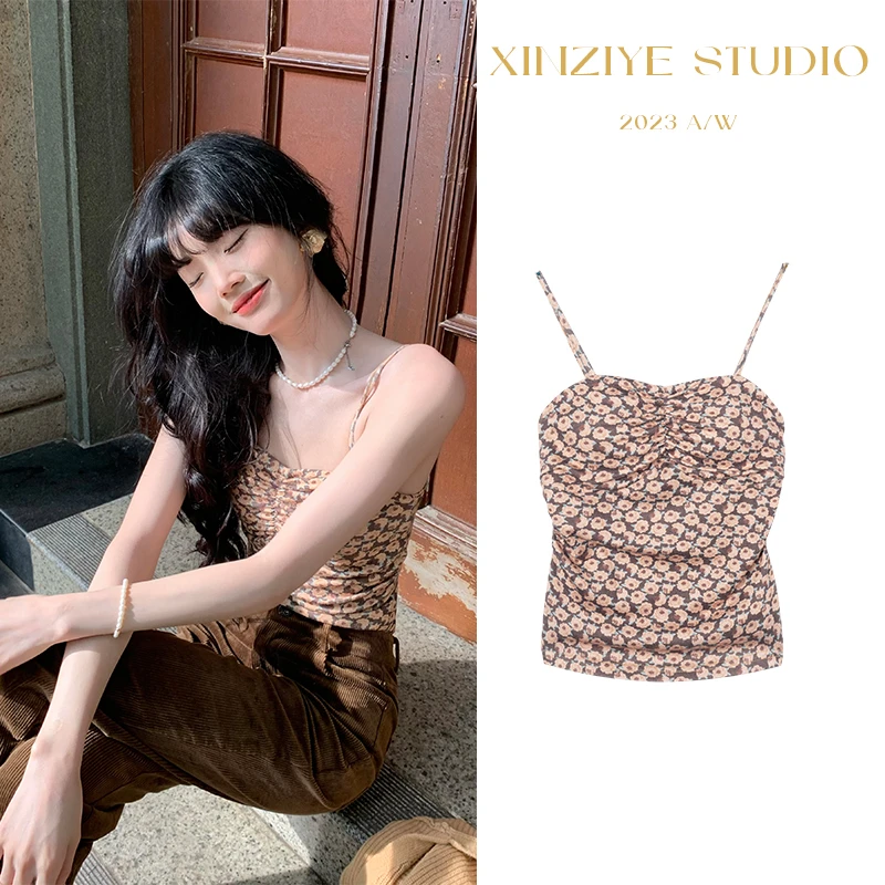 欣子野【莫妮卡】秋季显瘦百搭印花辣妹性感港风女背心吊带 xz5996Q