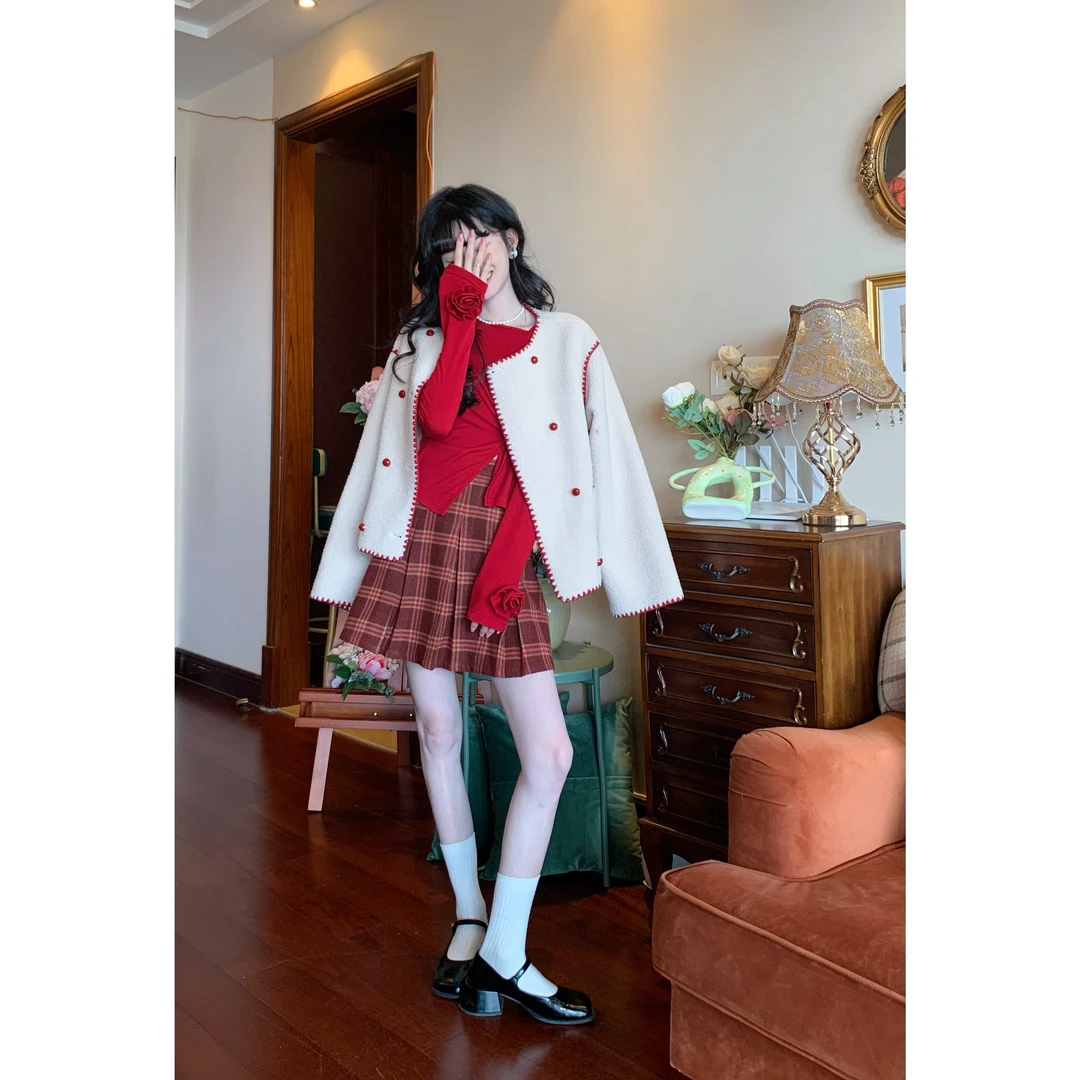 欣子野【摘星】秋冬气质显瘦百搭拼色小众复古设计小香外套 xz6336H