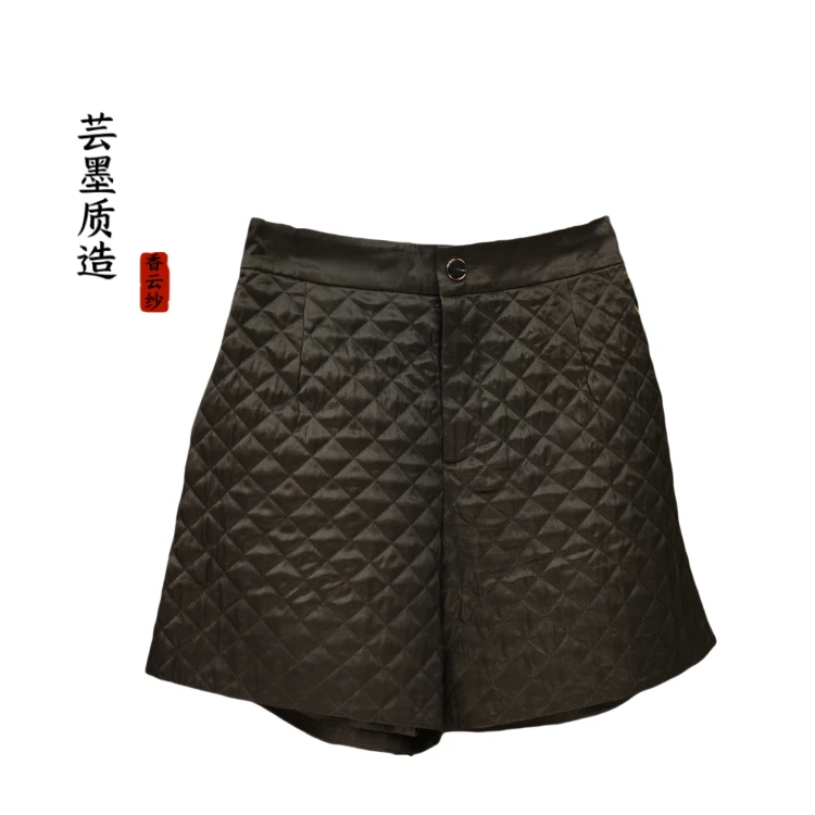 【芸墨质造】- 新款香云纱缎面夹棉短裤 经典简约百搭大气女款