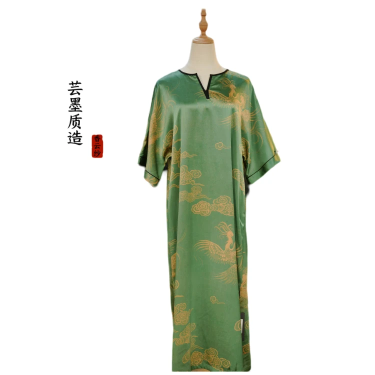【芸墨质造】-绿汐 新款桑蚕丝设计师款女士旗袍裙 国风气质款
