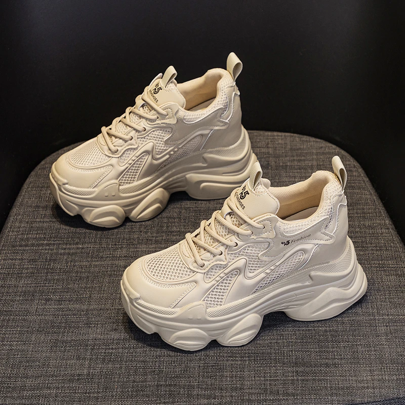 内增高9cm老爹鞋女厚底韩版百搭休闲运动小白鞋2024夏季新款