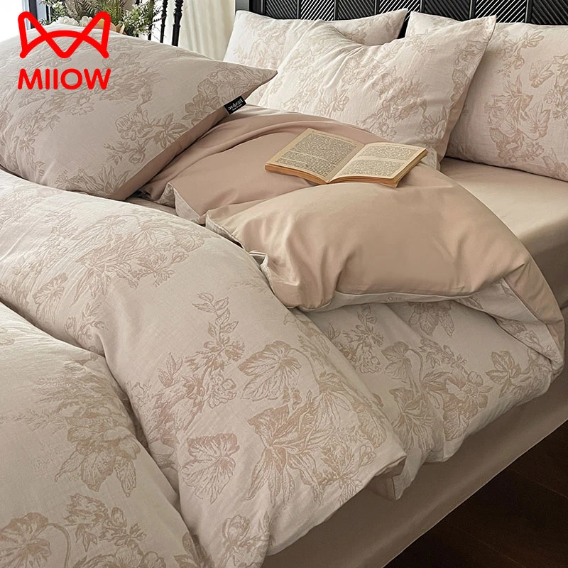 猫人全棉磨毛床上四件套2025新款秋冬季高级感纯棉床单被套三件套