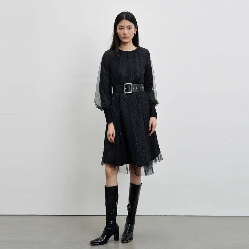 Maokai【直播专属】个性设计师款时尚秋季新款腰带连衣裙M223Z12CN