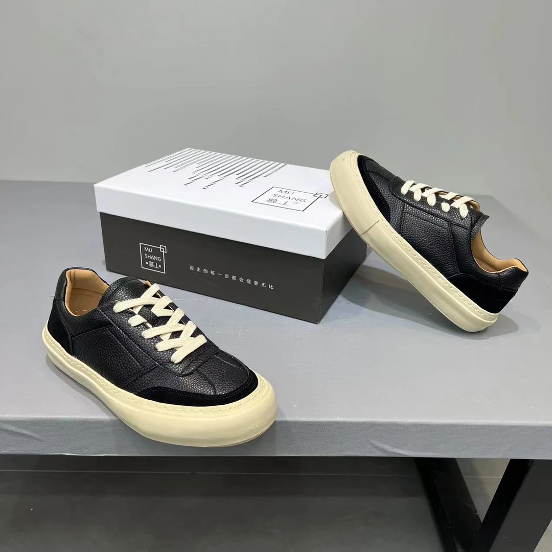 欧洲站2024秋季新款厚底男士休闲板鞋时尚透气系带男款运动鞋百搭