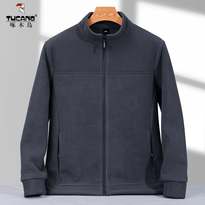 TUCANO/啄木鳥秋季中老年爸爸抓绒衣外套男休闲春秋立领夹克外套