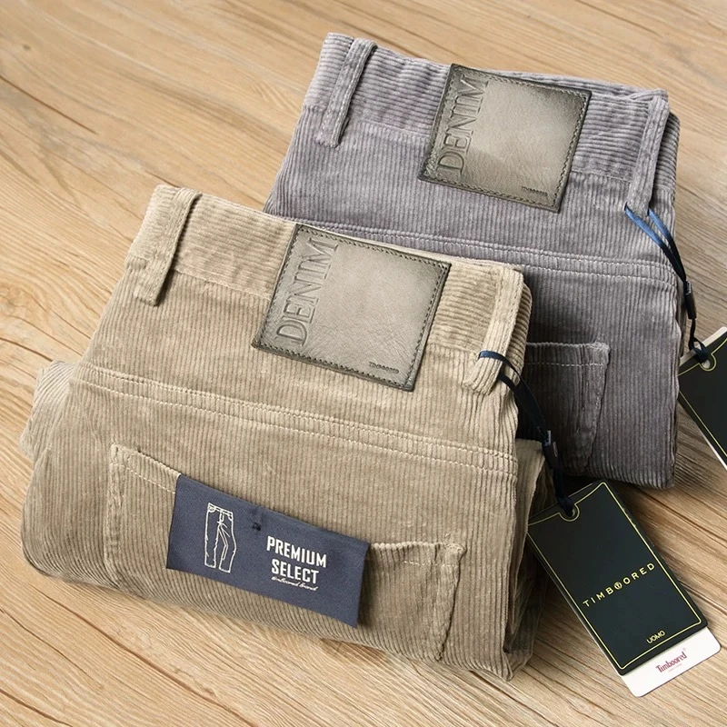 2024欧美轻奢条绒秋冬厚款男士休闲裤高端灯芯绒弹力直筒商务长裤