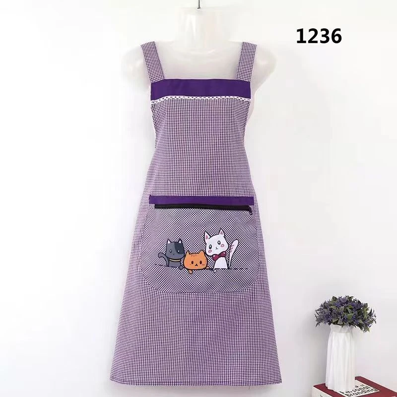 时尚围裙家用韩版可爱做饭工作工装防尘耐磨成人透气防污薄款1236