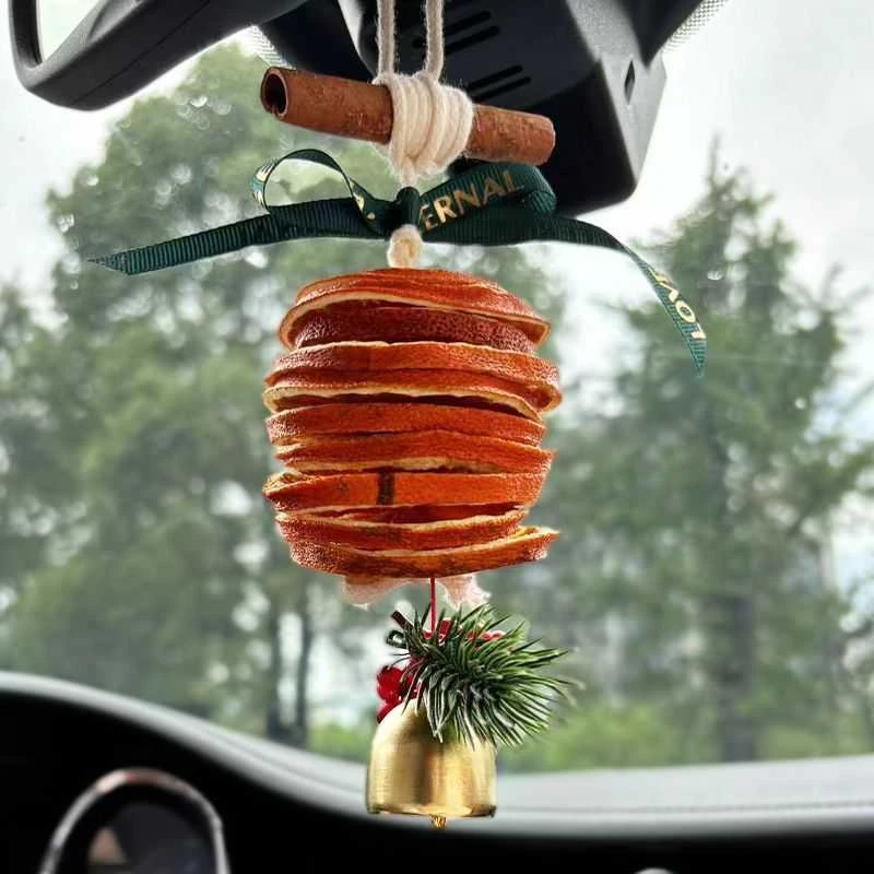 圣诞节大橘大利橙片汽车挂件干花车挂装饰心想事橙后视镜车挂饰