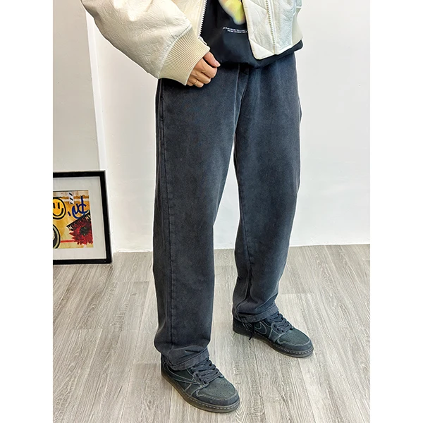 BurnBro美式高街垂坠感直筒宽松百搭运动卫裤情侣休闲长裤阔腿裤