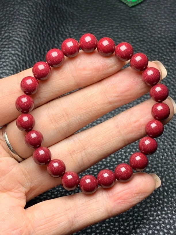 含辰砂工艺品朱砂手串8mm女士手串。
