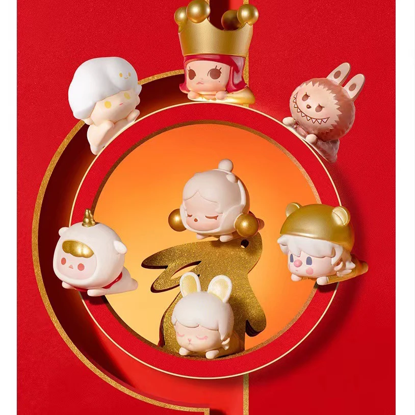 愣头青潮玩  泡泡三代新春版萌粒趴姿系列摆件