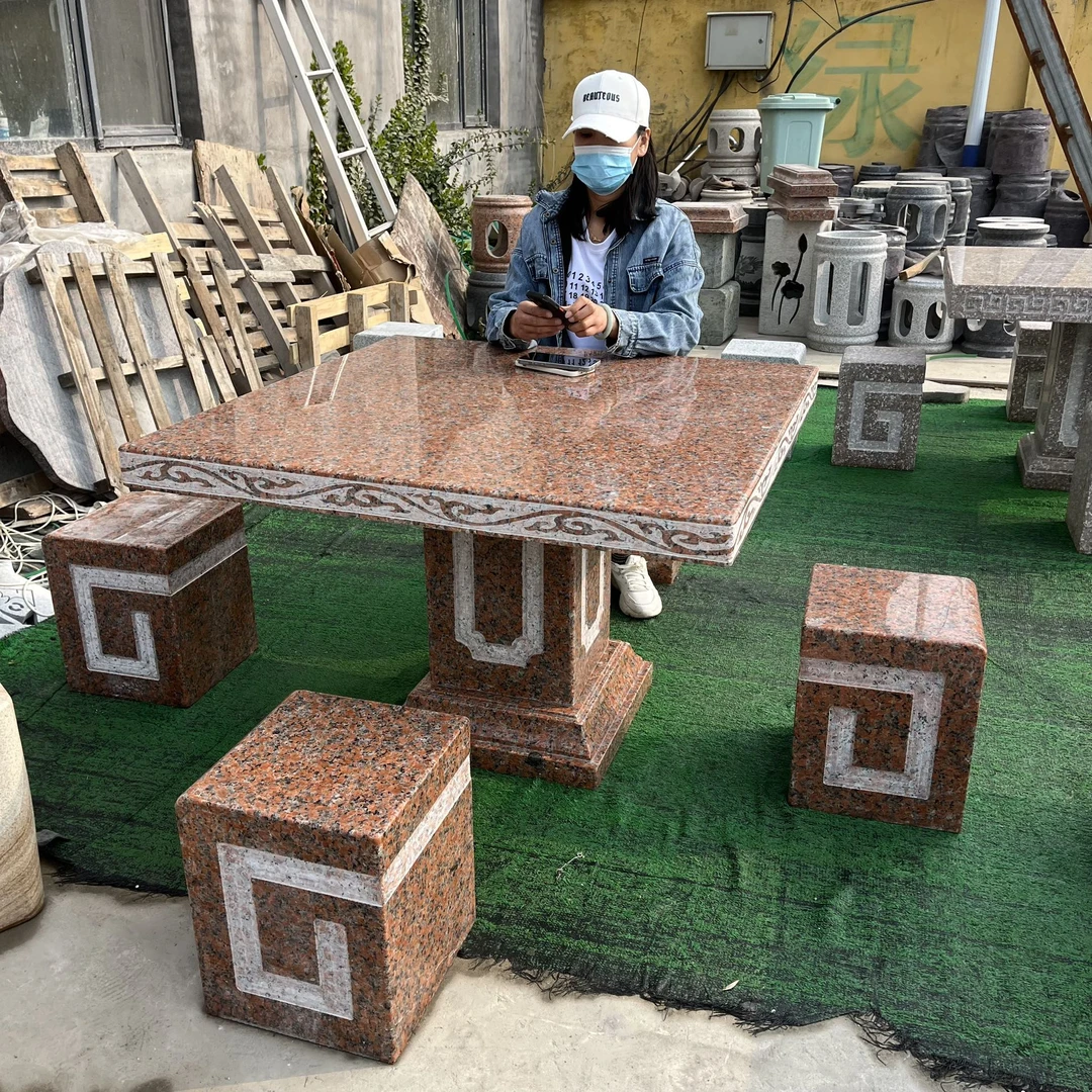 石雕石桌石凳花岗岩户外庭院花园别墅家用石桌子茶几