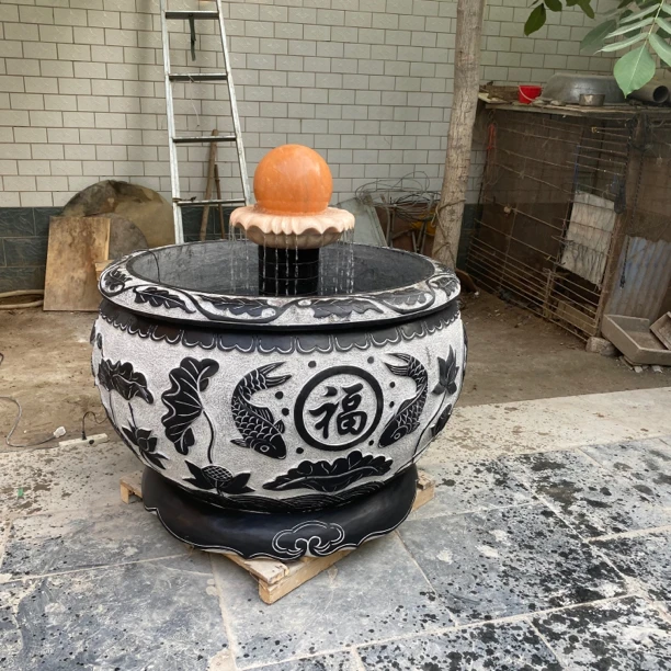 石雕鱼缸花盆青石鱼缸庭院水缸室外养鱼石缸石盆天然石材门海