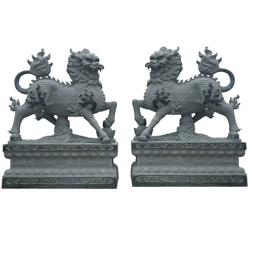 石雕麒麟花岗岩别墅庭院公司会所门口创意装饰摆件户外园林雕刻