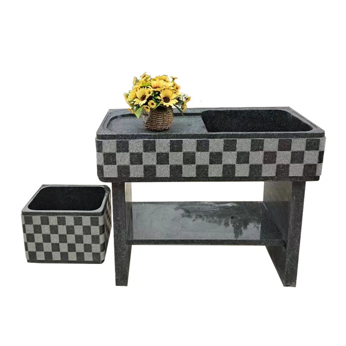 洗衣池花岗岩芝麻黑精品石雕拖布池石头洗衣盆摆件户外园林基础