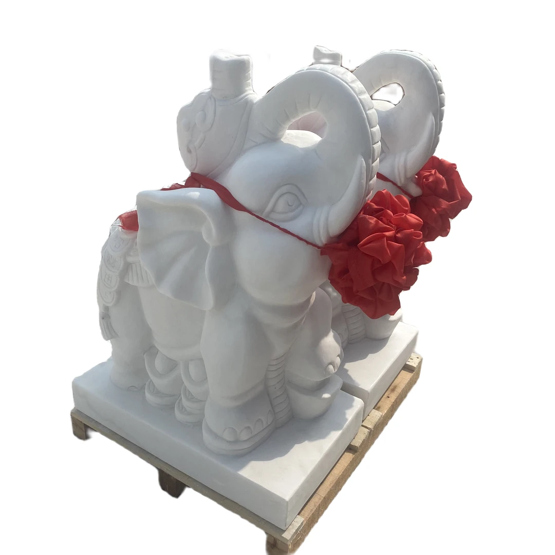 石雕大象一对汉白玉石象庭院家用门口石象摆件酒店别墅大象