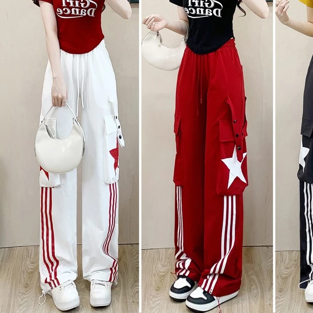 【夏季杠条工装裤】时尚休闲运动女2024新款显瘦杠条2327#工装裤