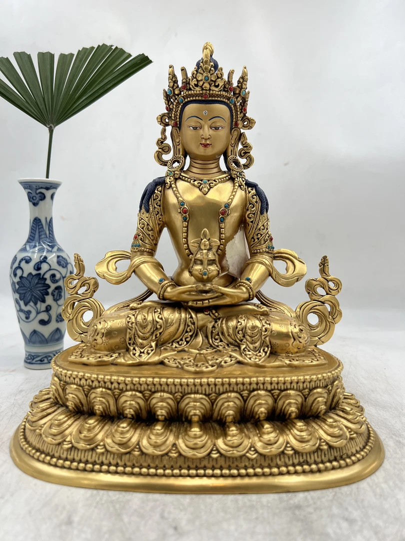 多吉聚福缘尼泊尔释迦族纯手工精品七寸长寿佛佛像