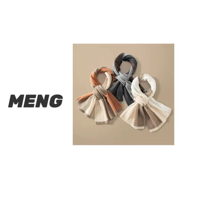 【冬至】品牌A规纱线 羊绒拼色穿孔围巾 简约百搭围脖