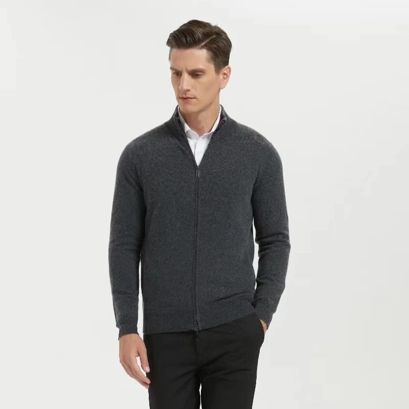 【梦汝金系列-羊羔绒】奢牌 高端男士羊绒开衫 拉链外套