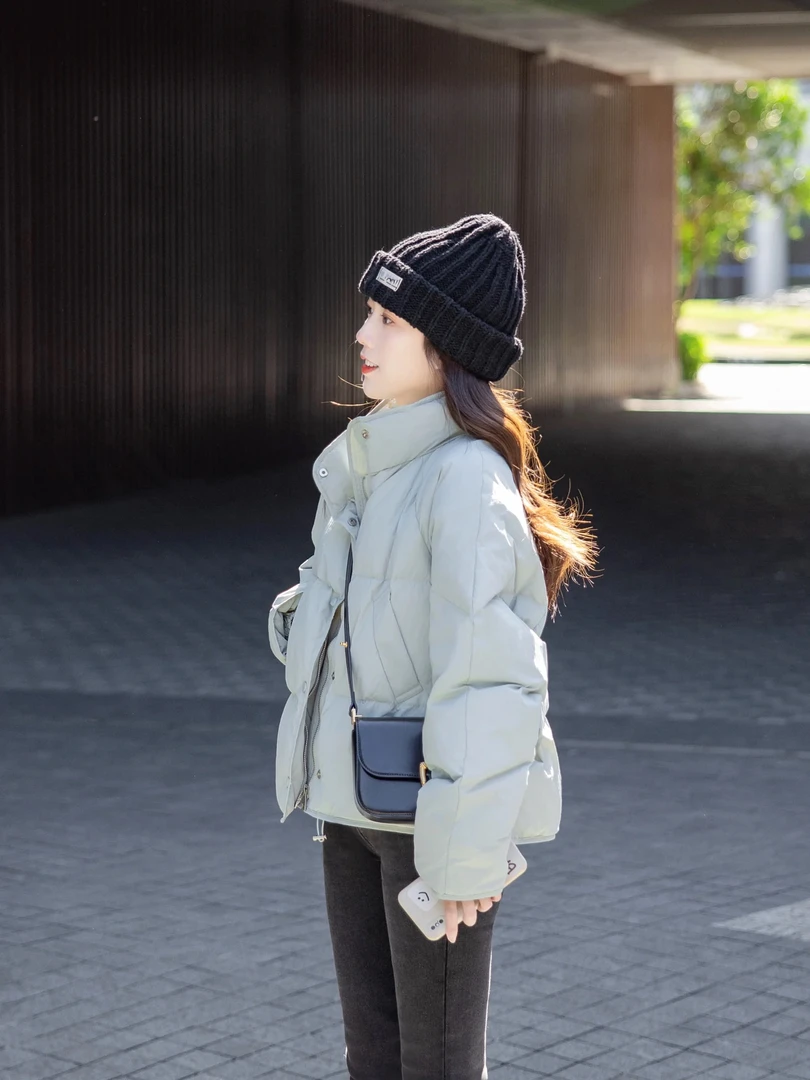 【南法香雾】新款小个子蓝色棉服女短款立领牛仔裤面包服套装外套