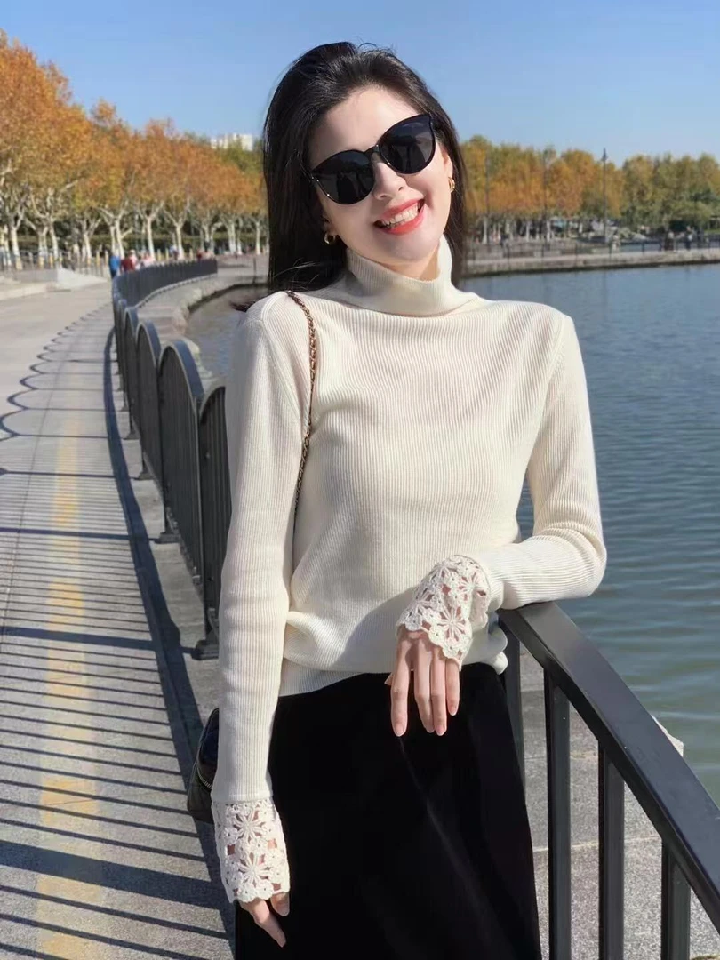 【漫雪】秋冬韩系长袖时尚百搭修身半高领针织慵懒版上衣套装