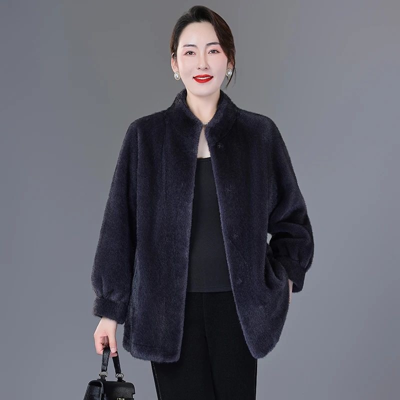 恩狐气质高端纯色时尚款上衣冬季新款加厚保暖休闲洋气立领外套