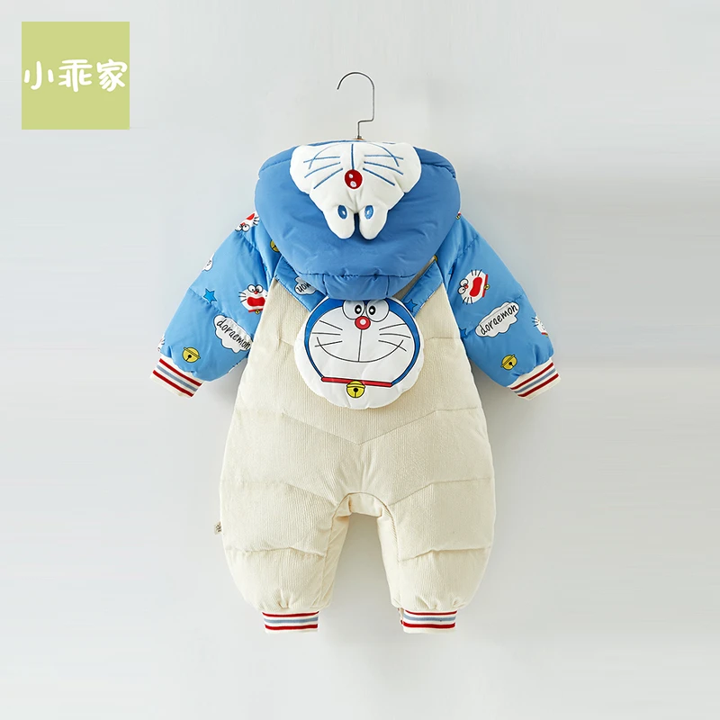 蓝胖子羽绒服连体衣冬季婴幼儿宝宝加厚保暖卡通外出爬服 MC04019
