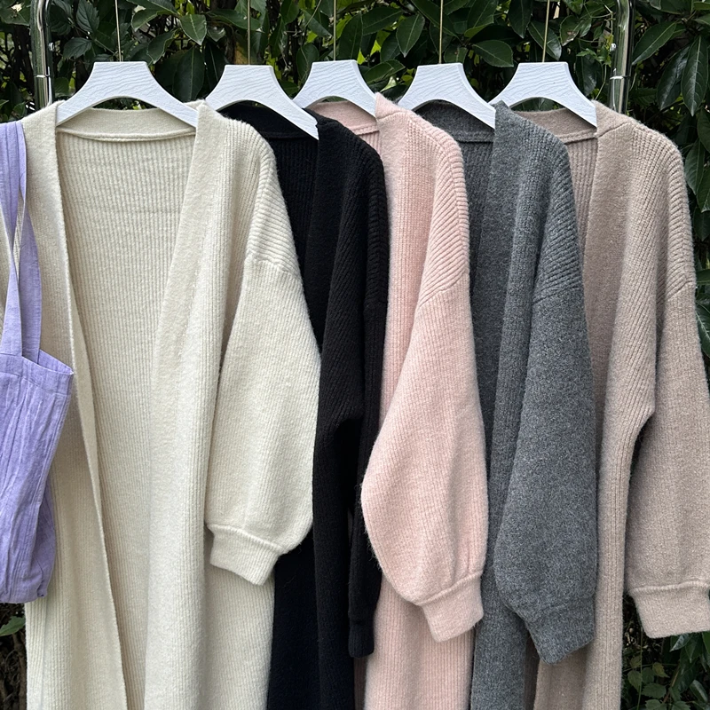 大乔【长开衫】百搭长毛衣开衫加厚秋冬宽松中长款纯色慵懒风