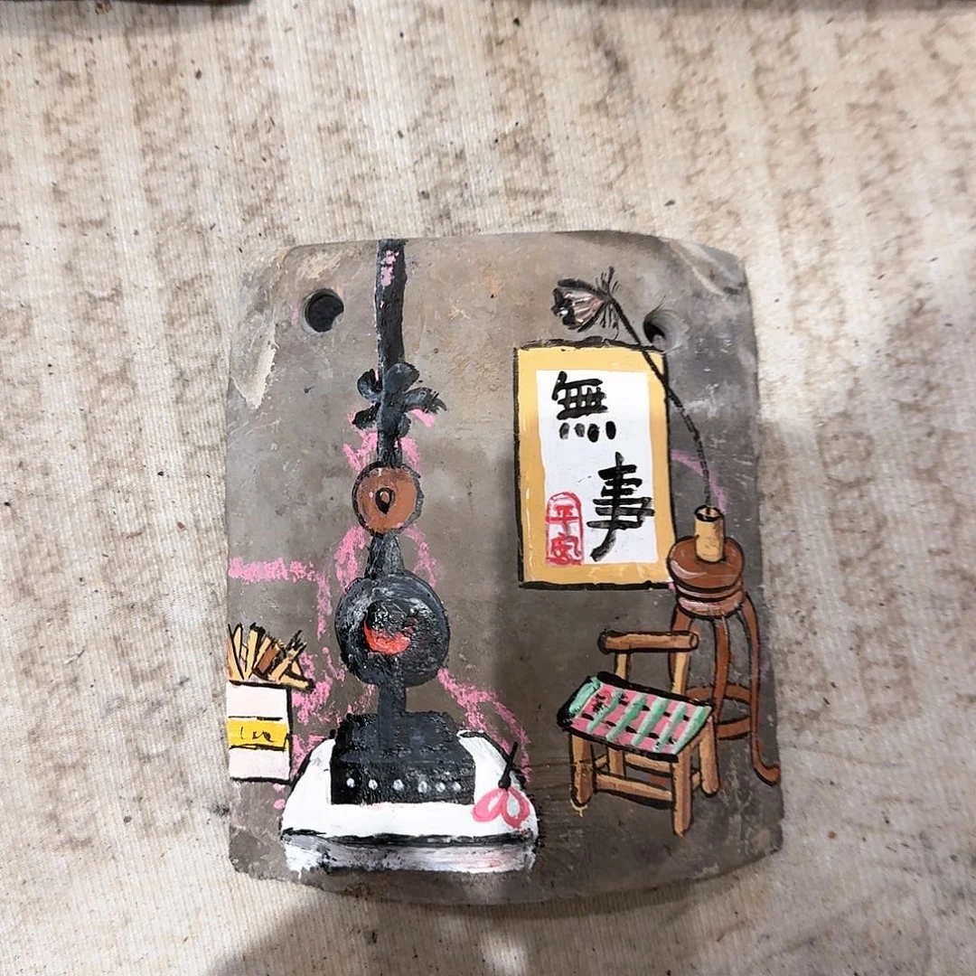 云*老瓦片丙烯颜料画