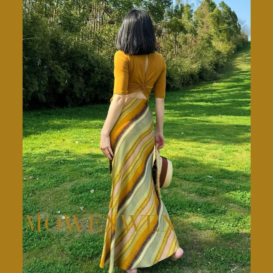 莫文文 愉悦 法式气质复古半身裙女夏季高腰修身包臀裙显瘦鱼尾裙