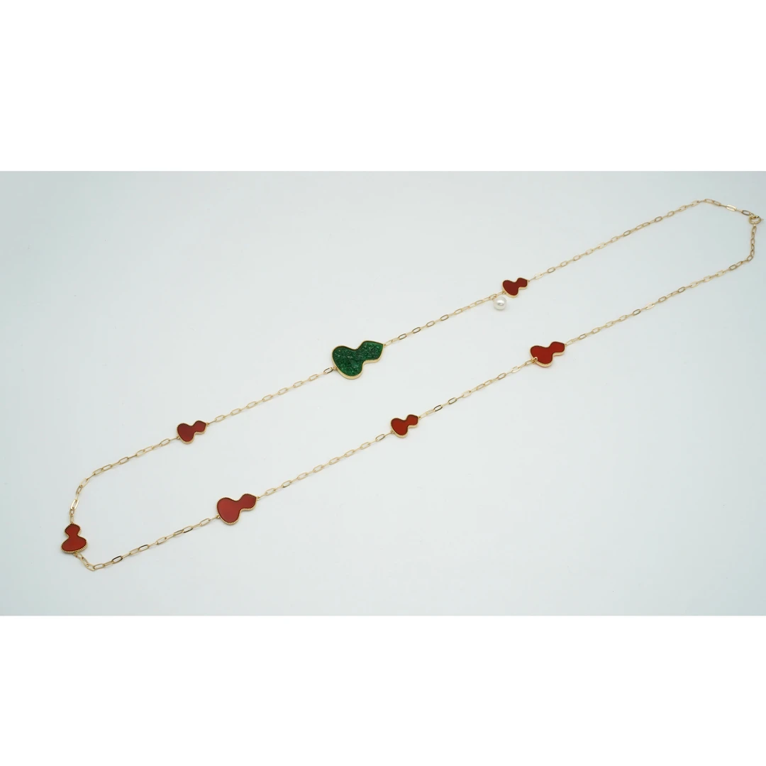 ＃【鸿福长运】G18K翡翠玛瑙珍珠项链P11202329