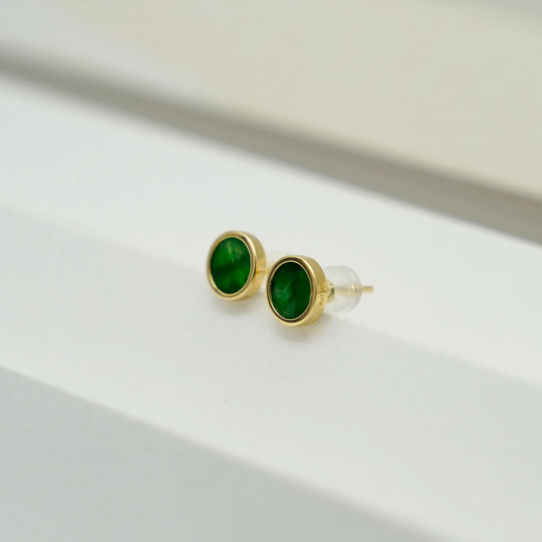 ＃【圆满】G18K翡翠耳钉P11203139