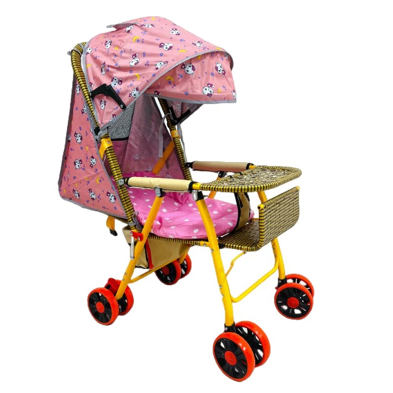 睿婕一键折叠仿藤藤椅婴儿小推车可坐可躺轻便竹编藤编夏季藤推车