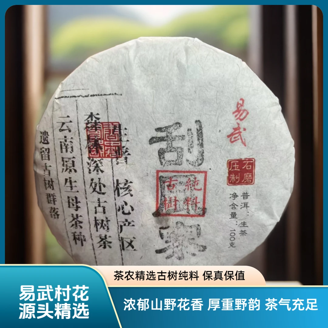精选/2024云南普洱茶生茶/易武刮风寨/古树茶/头春茶/100克/饼茶
