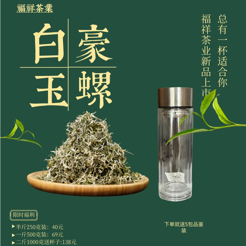 白豪玉螺春尖 云南绿茶适合熬罐罐三炮台 清香型  茶厂直销 青绿