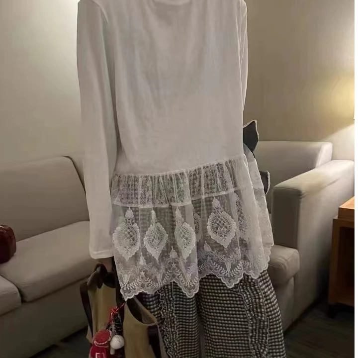 叠搭神器蕾丝拼接韩系简约打底上衣