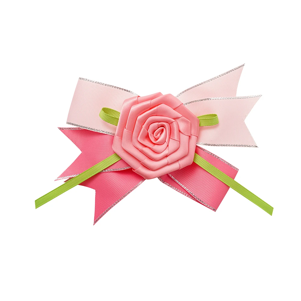 HuDieGongZhu 粉色缎带玫瑰卡子