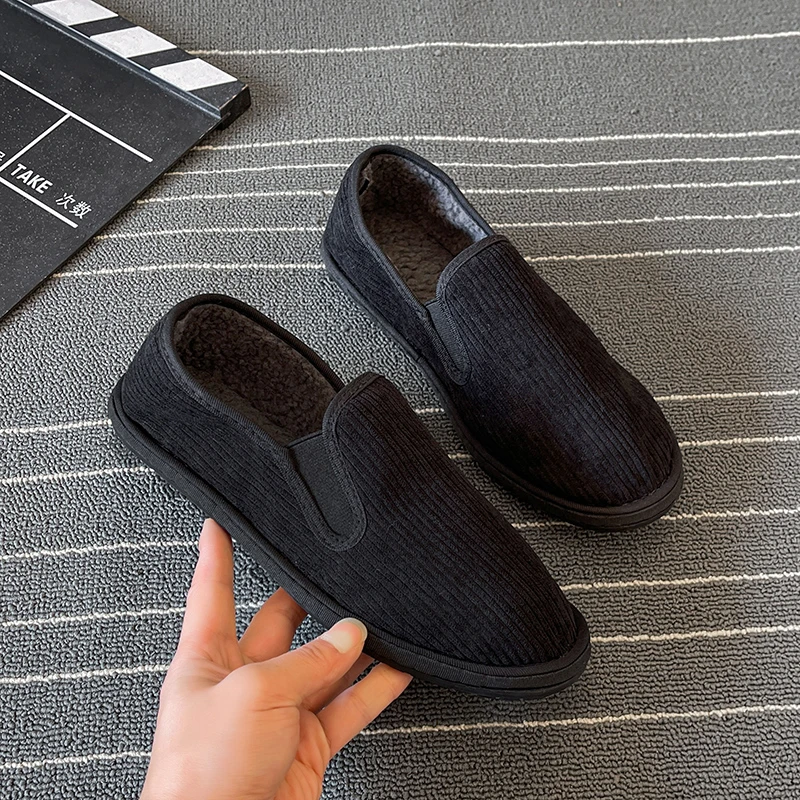 老北京布鞋男冬季加绒加厚保暖手工牛筋底棉鞋男士灯芯绒休闲棉布