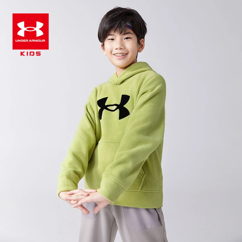 安德玛儿童秋冬男女童摇粒绒连帽卫衣加厚休闲长袖男童卫衣3166