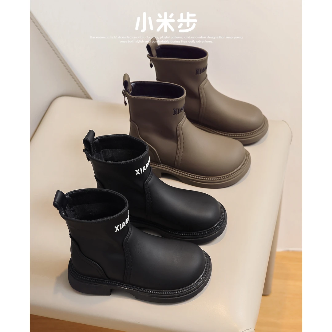 【粉丝专属】小米步【小巴黎】女童2023年秋款童加绒小女孩字母靴单