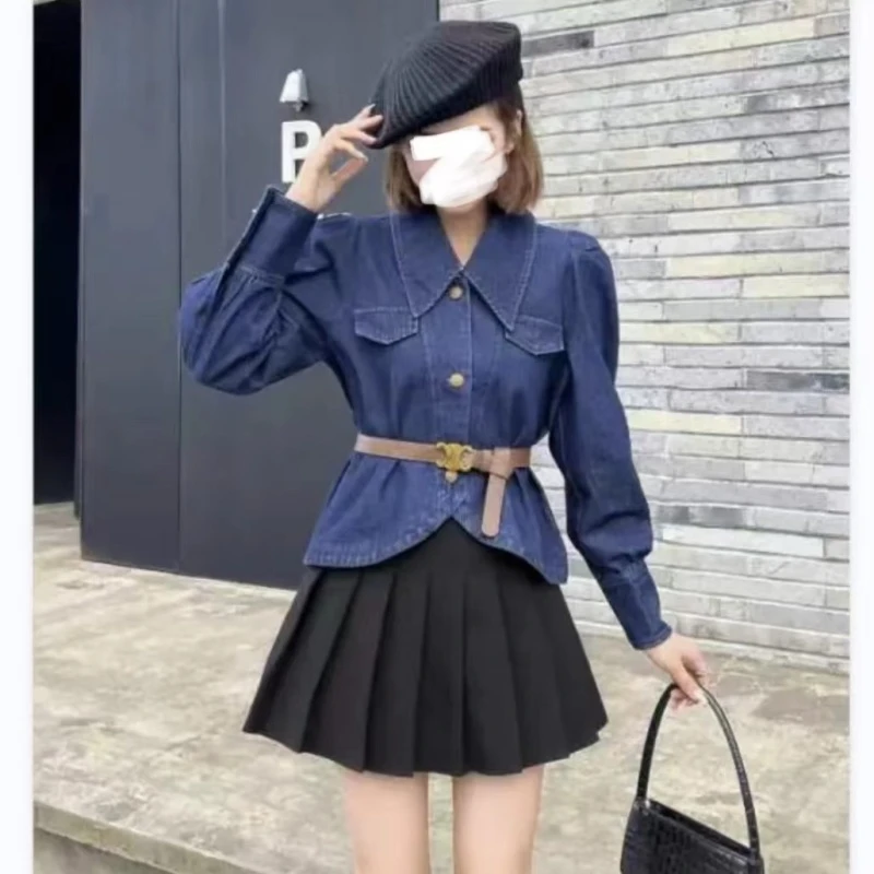 U680W  百搭牛仔长袖外套上衣（深色牛仔洗涤褪色为正常现象）