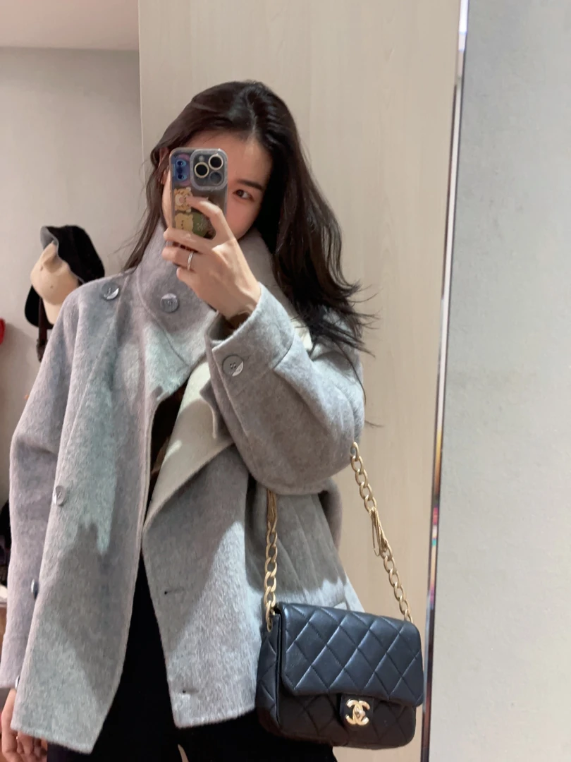 KQ  AP1766W    蝙蝠式宽松短款双面呢外套  （卡码拍大）