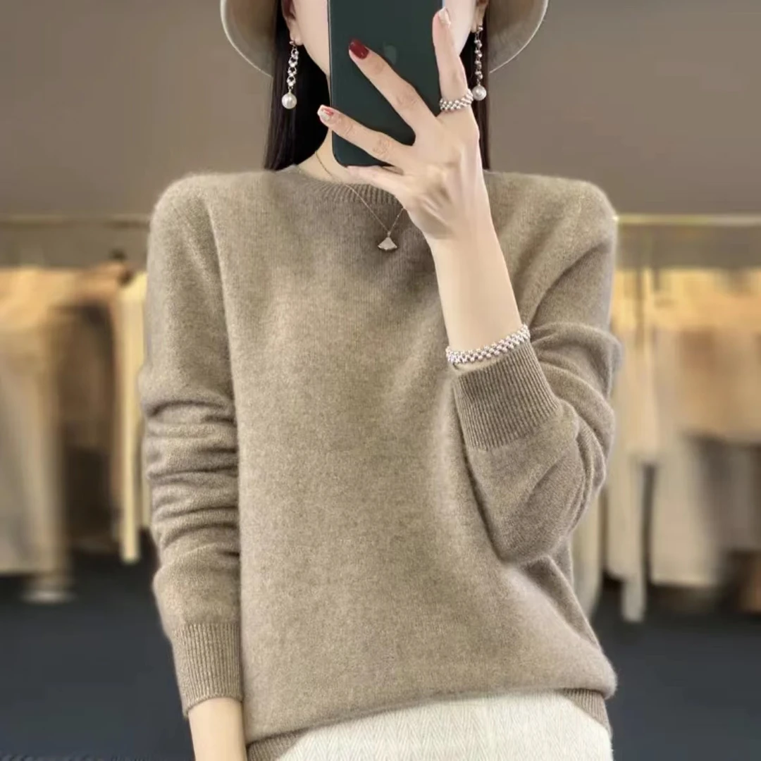 OC0003     圆领宽松秋冬新款长袖针织毛衣打底衫（卡码拍大）