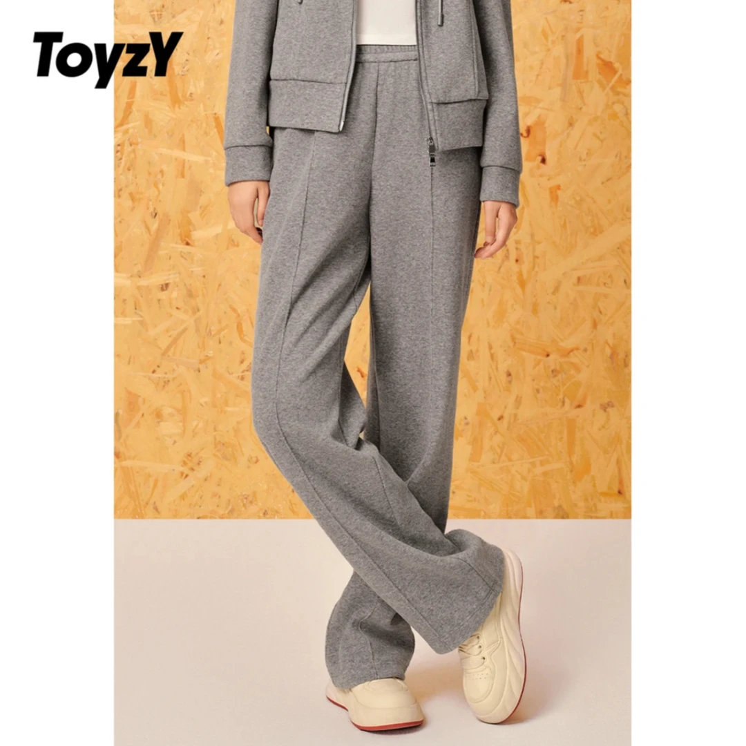 ToyzY24冬季新款灰色天鹅绒舒适休闲时尚显瘦休闲裤ZC34520010