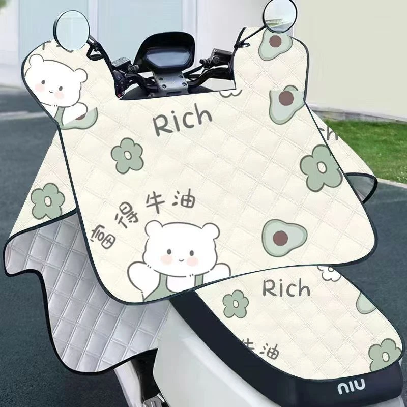 电动车挡风被夏季防晒防水防走光遮阳座垫摩托车电瓶车薄款四季通