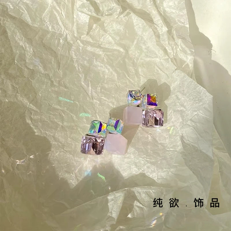 铜合金耳饰 闪极光~渐变色奢华高贵气质时尚耳钉A154